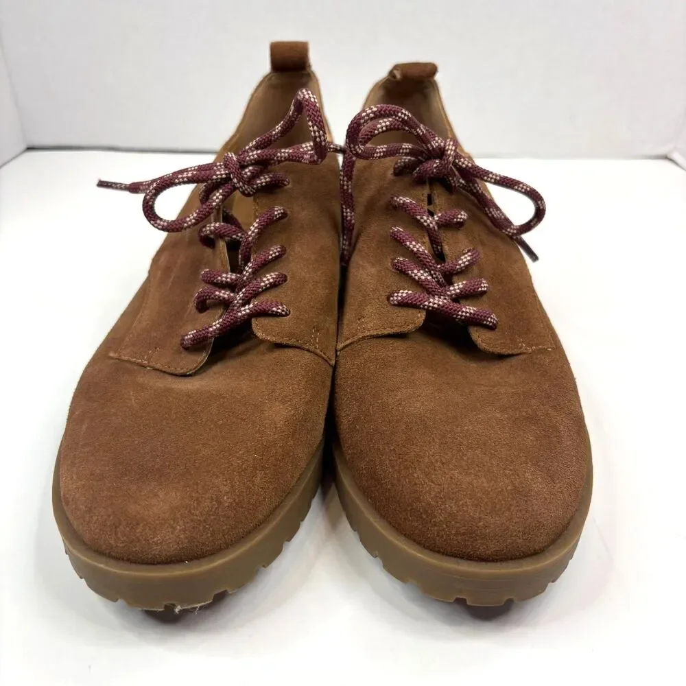 Crown Vintage Lowell Suede Oxfords Teddy Brown Lug Sole Ankle Booties Size 8.5